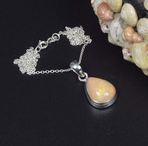 อินเดียคุณภาพดีที่สุดเอธิโอเปียโอปอล 925 เงินสเตอร์ลิงจี้โซ่อัญมณีเดือนตุลาคม Birthstone หินธรรมชาติของขวัญวันเกิด - Product Image 3