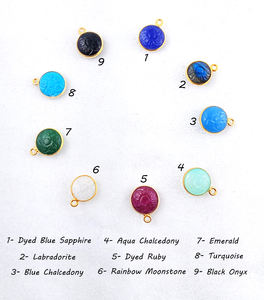 ย้อมบลูแซฟไฟร์ Size10mm ดอกไม้แกะสลักรอบรูปร่างทอง Vermeil 925เงินสเตอร์ลิงชุดฝาจี้เสน่ห์จี้เงินจี้ของ - Product Image 5