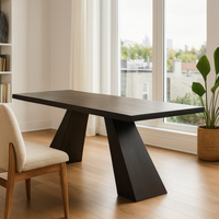Table à manger rectangulaire moderne en bois massif avec plateau spacieux |   Table durable 6 places pour la maison, les restaurants et les cafés