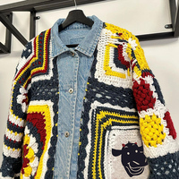 DiZNEW Niche Personnalité Denim Patchwork Pull Doudoune Smallguangzhou Pull 2024 Nouveau Coton Veste Jean Veste