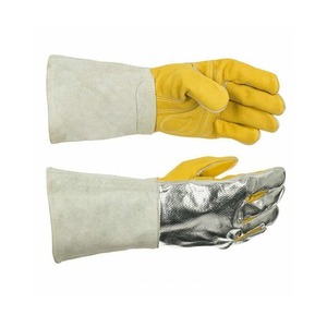 Gants de soudage de sécurité en cuir de vachette de haute qualité Longs gants de travail en cuir véritable pour adultes - Product Image 1
