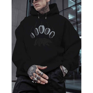 Sweat-shirt à capuche pour homme - Imprimé - Pull à capuche en velours doux pour l'automne/hiver/printemps - Streetwear surdimensionné - Quotidien et formel - Product Image 4