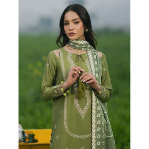Ensemble de costume 3 pièces brodé en tissu lawn pour femme IZEL avec dupatta imprimé en mousseline et pantalon, modèle BIC-4509 - Product Image 2