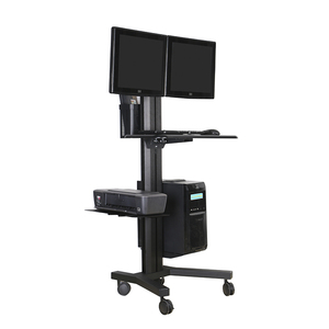 Station de travail informatique mobile avec support pour deux moniteurs de 10 à 24 pouces pour laboratoire, salle de classe, bureau, domicile, clinique dentaire - Product Image 5