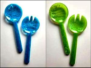Handmade Indian Factory Rate Set of 2 Resin Salad Servers Wood Salad <b>Tools</b> for Home Kitchen Use - Product Image 3