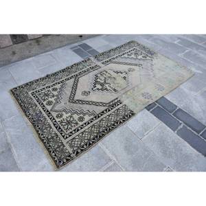 พรมขนแกะสีเบจสีดำ6.5ft 3.7ชิ้นแบบดั้งเดิมงานเย็บแบบตุรกีพรมสี่เหลี่ยมผืนผ้าสำหรับห้องนั่งเล่นพรมข้างเตียงพรมลาเท็กซ์ - Product Image 3