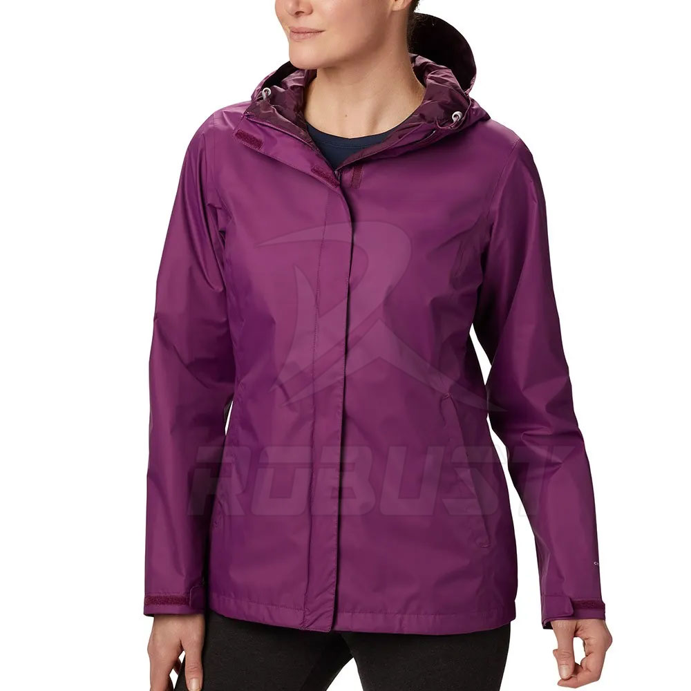 XL Custom Designed Women's Autumn/Winter Breathable Hooded Lightweight Wool/Nylon Zipper Windbreaker Rain Jacket Canvas Fabric