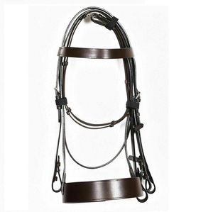 Bride de chasseur en cuir durable fabriquée à la main avec 2 "couleur brun taille pleine - Product Image 2