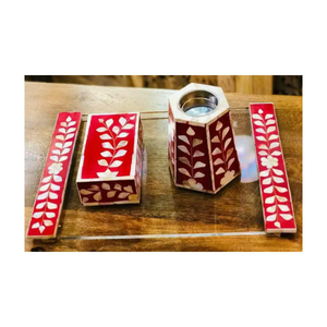 Beautiful Handcrafted Eco-Friendly Indian Art Bakhoor Burner Sandalwood Mother Pearl <b>Bone</b> Inlay Black White for Gifting Hotels - Product Image 2