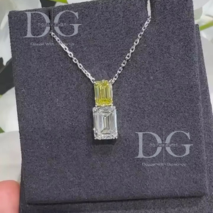 Collar Solitario de Diamante Amarillo Esmeralda Cultivado en Laboratorio, Colgante de Plata 925, Corte Marquesa, 3.00ct, VVS-VS, Certificado IGI, para Mujer, Ideal para Fiestas - Product Image 1
