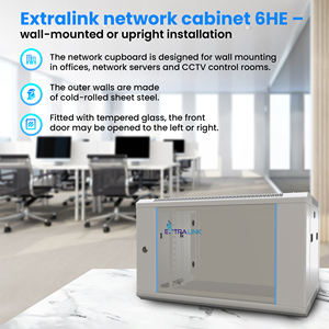 Extralink <b>Network</b> <b>Cabinets</b> Rackmount Wall Mounted 6U 6HE 600x450 Gray 19" Standard in Stock - Product Image 2