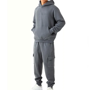 Ensemble de survêtement jogging avec fermeture éclair de haute qualité, sweat à capuche zippé avec logo personnalisé en polaire, pantalon de survêtement à manches longues, survêtement - Product Image 4
