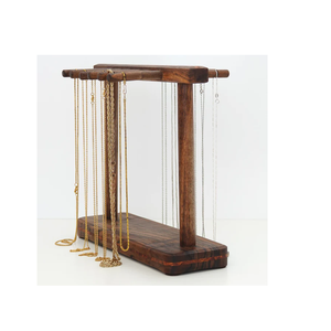 ขาตั้งแสดงเครื่องประดับแฟชั่นทำจากไม้และทองเหลืองเคลือบด้วยไม้ธรรมชาติสีน้ำตาลและชุบทองพร้อมตัวอย่างฟรี - Product Image 6