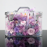Luxe geconserveerde bloemen vierkante acryl handtas met eeuwige rozen, handgemaakt bloemencadeau voor bruiloft, Valentijnsdag, afstuderen