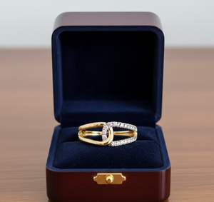 Luxury <b>Gold</b> Interlocking Diamond Ring for Women Wedding & Engagement <b>Jewelry</b> - Product Image 4