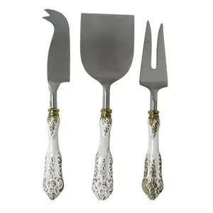 Juego de esparcidores de queso con diseño de ramita en Steen y mango de latón con acabado de espejo perfecto para utensilios de cocina, cubiertos y servicio de alimentos - Product Image 4