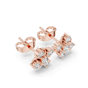 Pendientes de Diamantes Florales de Laboratorio de 0.33 CT, Diamantes VVS-VS EF CVD, Oro de 18KT, 14KT, 10KT y Plata 925, Oro Rosa, Amarillo, Blanco - Product Image 5
