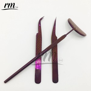 RMI Shine Purple Plasma Hot Selling Stainless Steel Eco-Friendly Eyelash Extension Tweezers Set Eyelash Mirror Best Quality - Product Image 4