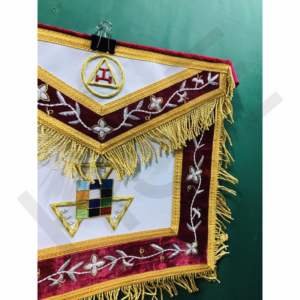 Tablier de Grand Prêtre de l'Arche Royale maçonnique fait main en velours rouge et cuir d'agneau - Product Image 4