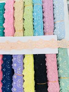 High Quality Gold Embroidered Lace Sparkling Sequins Intricately Designed Premium Border Trim for Bulk Customization for Bags - Product Image 5