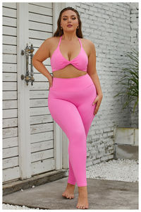 Conjuntos de sujetador y mallas deportivas con espalda cruzada para mujer Conjuntos deportivos para mujer Conjunto de Yoga de talla grande para mujer Dos piezas - Product Image 4