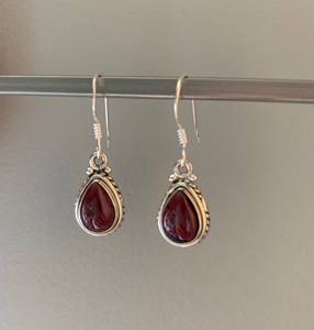 Handmade 925 Sterling Silver Women's Drop Earrings Natural Garnet Pear Brilliant Cut Bezel Set High Quality for Wedding <b>Parties</b> - Product Image 3