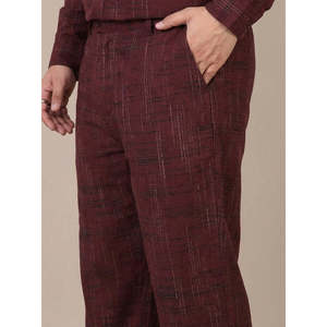 Conjunto de Algodón para Hombre Amanush, Talla Grande, Diseño a Cuadros Texturizado, Cuello Mao, Kurta de Manga Larga con Pantalón, Atuendo Informal para Verano - Product Image 6