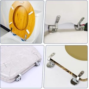 Kit Completo HM de Bisagras Universales para Asiento de Inodoro de Aleación de Zinc y Acero Inoxidable con Tornillos, Juntas y Liberación Rápida, Material MDF - Product Image 6
