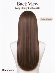 Peluca de Cabello Humano Largo y Liso Color Marrón Té, Línea de Cabello Natural, Sedoso, Suave y Brillante, para Uso Diario - Product Image 5