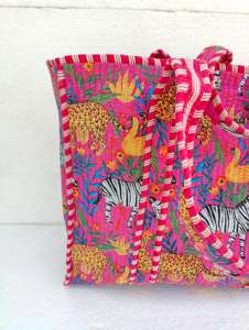 Bolso de mano de buena calidad con estampado de bloques de lujo hecho a mano, bolso de mano de fin de semana elegante acolchado a máquina, estampado de bloques de moda, suave y grande - Product Image 5