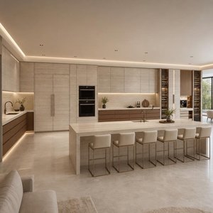 Isla de Cocina Rectangular Moderna de Madera con Cubierta Laminada, Construcción de MDF, 5 Cajones y Correderas para Cajones, Ideal para Apartamentos - Product Image 4