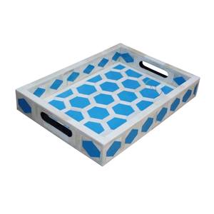 Bandeja cuadrada de bambú de madera de alta calidad para servir con elegante diseño de hueso con incrustaciones artesanías naturales para cenar en hoteles restaurantes hogar - Product Image 2