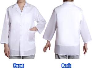 Vaslcare Blouse de laboratoire professionnelle en poly coton pleine longueur pour hommes et femmes docteur blanc avec fermeture à pression en toile - Product Image 3