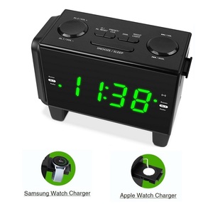 นาฬิกาปลุกวิทยุในบ้าน CR-640W 1.2 "จอแสดงผล LED ไฟกลางคืนแบบไร้สายที่ชาร์จนาฬิกาแบบ Holder-1A + 2.1A Type C ชาร์จได้อย่างรวดเร็ว - Product Image 2