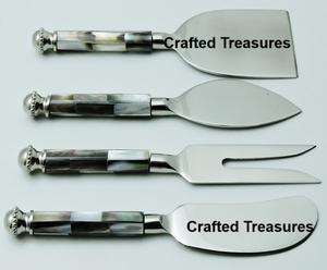 Couteaux à fromage en nacre Ensemble de couverts en métal à moindre coût Ensemble de couteaux à fromage en métal de haute qualité avec manche de vadrouille - Product Image 1