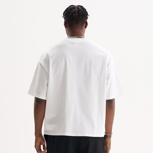100% algodón al por mayor recortada Boxy Fit camiseta de hombre 230GSM liso en blanco logotipo personalizado hombro caído Unisex Vintage camiseta - Product Image 3