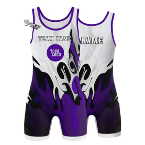 Maillot de lutte personnalisé pour hommes, logo extensible sur le devant, spandex/polyester, été - Product Image 5