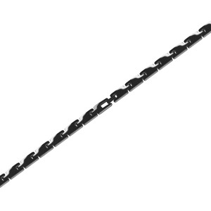 Bracciale Classico in Acciaio Nero con Charm 5x40 mm Personalizzabile a Forma di Fiore con Zirconi per Tennis Brac - Product Image 2