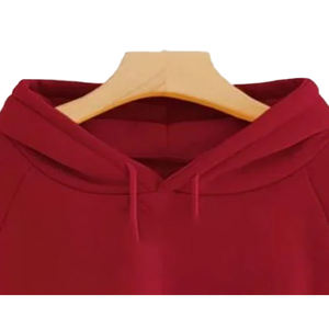 Robe sweat-shirt d'hiver en molleton 100% coton pour femme, personnalisée, écologique, respirante, coupe-vent, avec broderie en relief sur le devant, rouge, col rond - Product Image 2