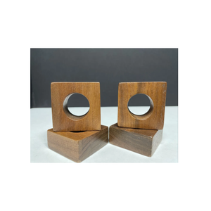 Porte-anneau de serviette en bois ronds de serviette carrés pour hôtel fête à la maison anneaux de serviette en bois faits à la main conception pièce sculptée - Product Image 6