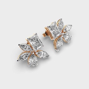 0.75ct Esmeralda 0.46ct Pera 0.66ct Marquesa Lab Grown Diamond Bezel Setting IGI Certified Floral Cluster Pendiente 18K Regalo de fiesta - Product Image 3