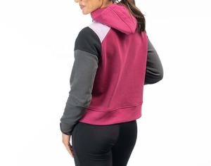 Custom Design <b>Cropped</b> <b>Hoodie</b> Color Block Streetwear Fashion Women's Pullover 1/4 <b>Zip</b> <b>up</b> Crop <b>Hoodie</b> - Product Image 2