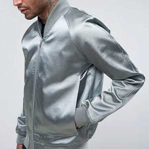 Vente chaude de vestes d'université en satin de soie à la mode, blouson bombardier en satin avec logo de couleur personnalisé pour hommes fabriqué au Pakistan - Product Image 6