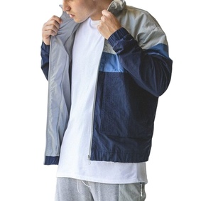 Chaqueta Cortavientos de Nailon para Hombre con Logotipo Personalizado OEM, Cuello Alto, Cremallera, Diseño de Bloques de Color - Product Image 4
