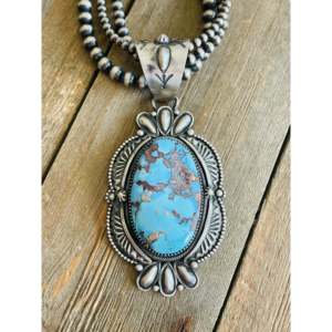 Collier à trois brins en turquoise Golden Hill et argent sterling de Mark Yazzie, cadeau - Product Image 1