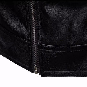 Veste en cuir pour homme, mode hiver, nouvelle veste en cuir, fermeture éclair horizontale, combinaison de moto, taille plus, vestes pour homme - Product Image 4