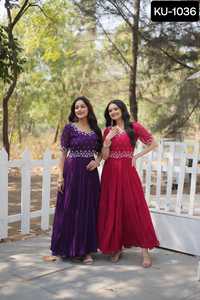 Ropa étnica india, colecciones de vestidos confeccionados de diseñador Premium para mujer, vestido de Anarkali de trabajo con bordado de cuentas - Product Image 6