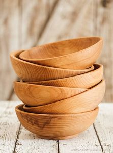 Bol de service en bois naturel fait à la main avec détails japonais pour cuisines à thème agricole Bol de service jetable biologique - Product Image 6