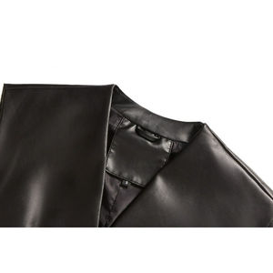 WholesaleLightweight Leather <b>Vests</b> Windproof Solid Color Leather <b>Vests</b> With Pockets Custom logo and Size Leather <b>Vest</b> for Men's - Product Image 6