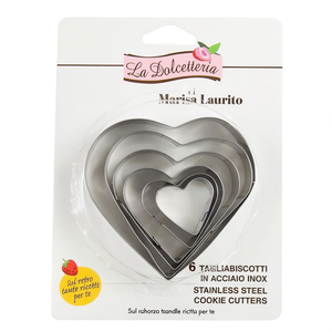 Lot de 6 emporte-pièces en forme de cœur LA DOLCETTERIA Cromato 5036, tailles assorties, pour utilisateurs GP et ME - Product Image 3